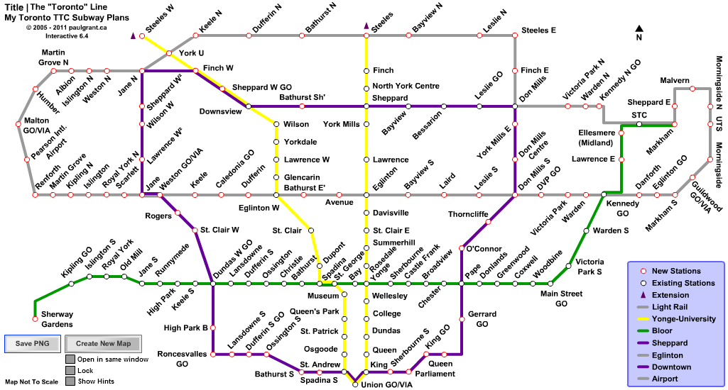 My TTC Subway Plans. Toronto Line | StreetCar Plans